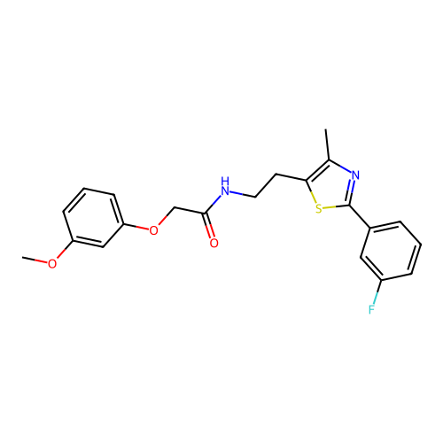 N-{2-[2-(3-fluorophenyl)-4-methyl-1,3-thiazol-5-yl]ethyl}-2-(3-methoxyphenoxy)acetamide structure