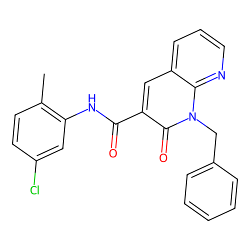 1-benzyl-N-(5-chloro-2-methylphenyl)-2-oxo-1,2-dihydro-1,8-naphthyridine-3-carboxamide structure