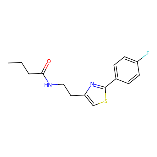 N-{2-[2-(4-fluorophenyl)-1,3-thiazol-4-yl]ethyl}butanamide structure