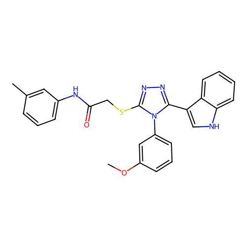 2-{[5-(1H-indol-3-yl)-4-(3-methoxyphenyl)-4H-1,2,4-triazol-3-yl]sulfanyl}-N-(3-methylphenyl)acetamide structure