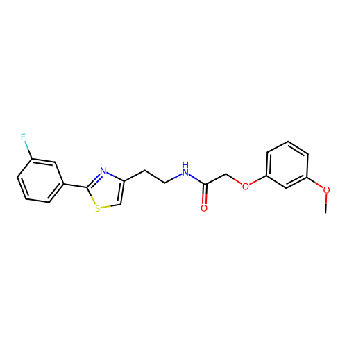 N-{2-[2-(3-fluorophenyl)-1,3-thiazol-4-yl]ethyl}-2-(3-methoxyphenoxy)acetamide structure