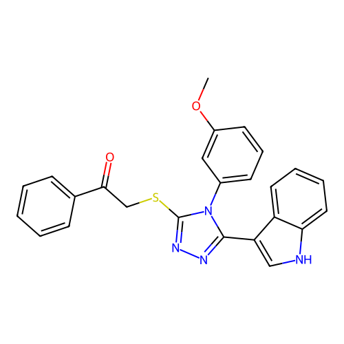 2-{[5-(1H-indol-3-yl)-4-(3-methoxyphenyl)-4H-1,2,4-triazol-3-yl]sulfanyl}-1-phenylethan-1-one structure
