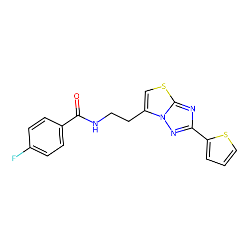 4-fluoro-N-{2-[2-(thiophen-2-yl)-[1,2,4]triazolo[3,2-b][1,3]thiazol-6-yl]ethyl}benzamide structure