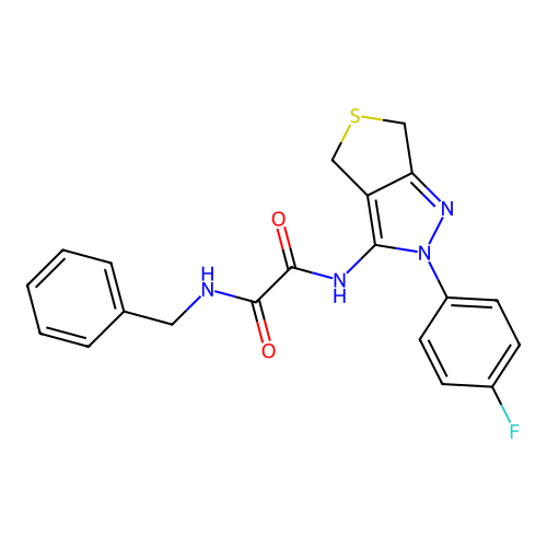 N'-benzyl-N-[2-(4-fluorophenyl)-2H,4H,6H-thieno[3,4-c]pyrazol-3-yl]ethanediamide structure
