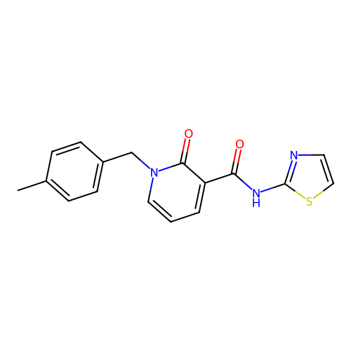 1-(4-methylbenzyl)-2-oxo-N-(thiazol-2-yl)-1,2-dihydropyridine-3-carboxamide structure
