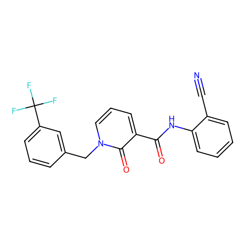 N-(2-cyanophenyl)-2-oxo-1-{[3-(trifluoromethyl)phenyl]methyl}-1,2-dihydropyridine-3-carboxamide structure