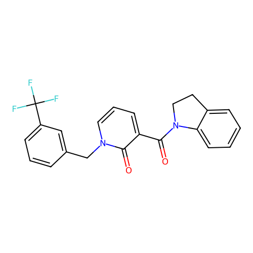 3-(indoline-1-carbonyl)-1-(3-(trifluoromethyl)benzyl)pyridin-2(1H)-one structure