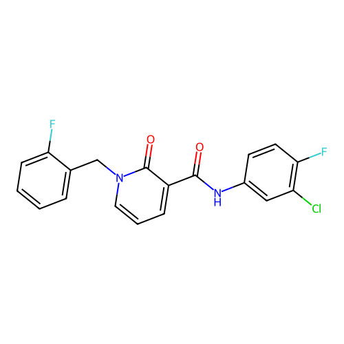 N-(3-chloro-4-fluorophenyl)-1-[(2-fluorophenyl)methyl]-2-oxo-1,2-dihydropyridine-3-carboxamide structure