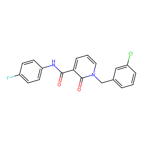 1-(3-chlorobenzyl)-N-(4-fluorophenyl)-2-oxo-1,2-dihydropyridine-3-carboxamide structure