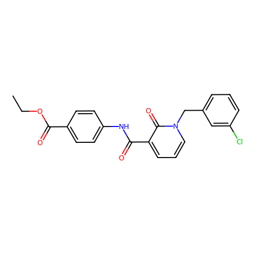Ethyl 4-(1-(3-chlorobenzyl)-2-oxo-1,2-dihydropyridine-3-carboxamido)benzoate structure