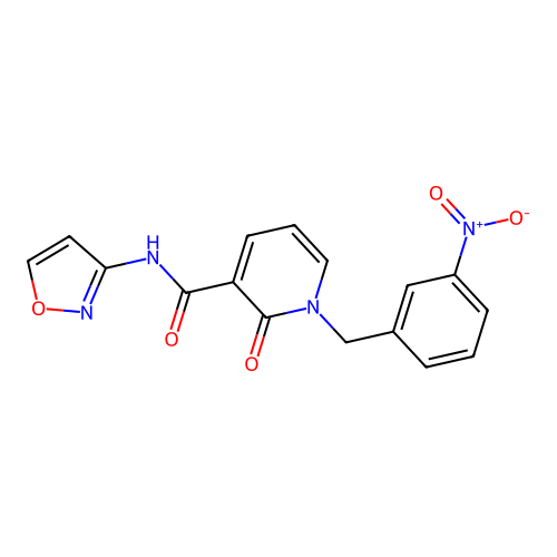N-isoxazol-3-yl-1-(3-nitrobenzyl)-2-oxo-1,2-dihydropyridine-3-carboxamide structure