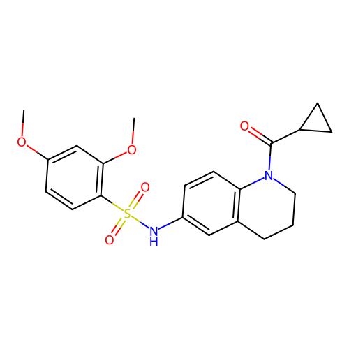 N-(1-cyclopropanecarbonyl-1,2,3,4-tetrahydroquinolin-6-yl)-2,4-dimethoxybenzene-1-sulfonamide structure