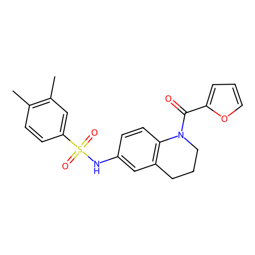 N-[1-(furan-2-carbonyl)-1,2,3,4-tetrahydroquinolin-6-yl]-3,4-dimethylbenzene-1-sulfonamide structure
