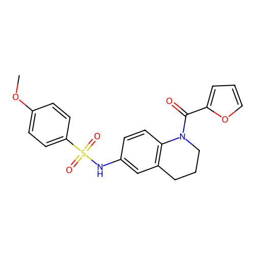 N-[1-(furan-2-carbonyl)-1,2,3,4-tetrahydroquinolin-6-yl]-4-methoxybenzene-1-sulfonamide structure