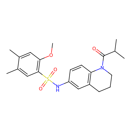 2-methoxy-4,5-dimethyl-N-[1-(2-methylpropanoyl)-1,2,3,4-tetrahydroquinolin-6-yl]benzene-1-sulfonamide structure