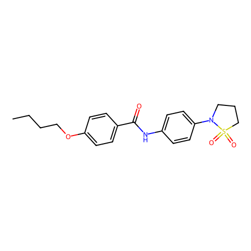 4-butoxy-N-(4-(1,1-dioxidoisothiazolidin-2-yl)phenyl)benzamide structure