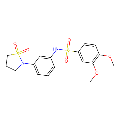 N-(3-(1,1-dioxidoisothiazolidin-2-yl)phenyl)-3,4-dimethoxybenzenesulfonamide structure