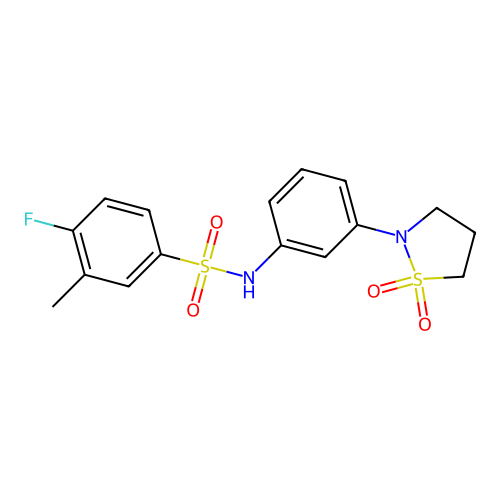 N-(3-(1,1-dioxidoisothiazolidin-2-yl)phenyl)-4-fluoro-3-methylbenzenesulfonamide structure