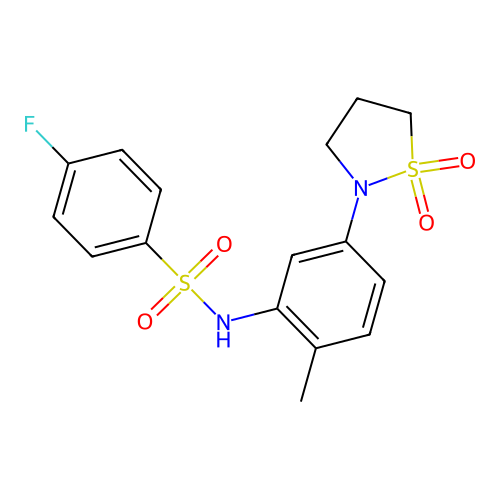 N-(5-(1,1-dioxidoisothiazolidin-2-yl)-2-methylphenyl)-4-fluorobenzenesulfonamide structure