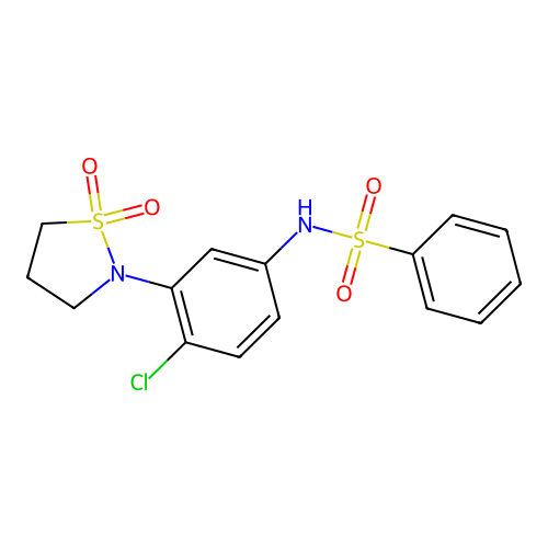 N-(4-chloro-3-(1,1-dioxidoisothiazolidin-2-yl)phenyl)benzenesulfonamide structure