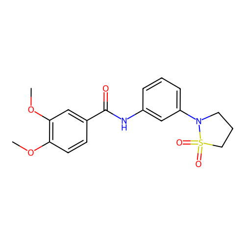 N-(3-(1,1-dioxidoisothiazolidin-2-yl)phenyl)-3,4-dimethoxybenzamide structure