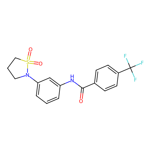 N-(3-(1,1-dioxidoisothiazolidin-2-yl)phenyl)-4-(trifluoromethyl)benzamide structure