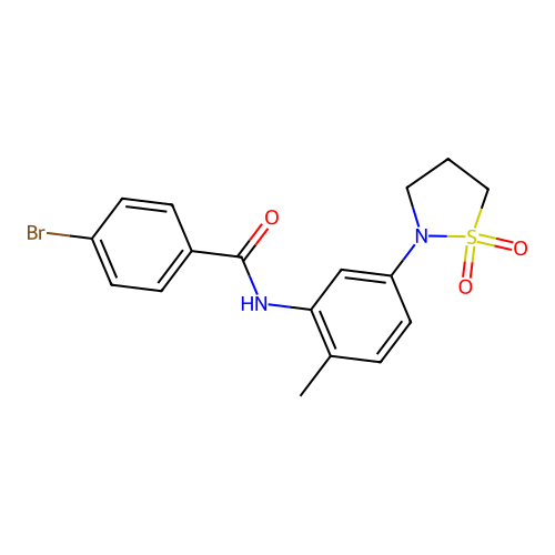 4-bromo-N-(5-(1,1-dioxidoisothiazolidin-2-yl)-2-methylphenyl)benzamide structure