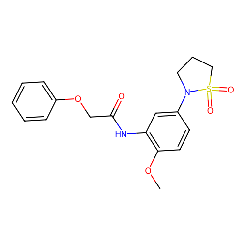 N-(5-(1,1-dioxidoisothiazolidin-2-yl)-2-methoxyphenyl)-2-phenoxyacetamide structure