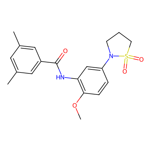 N-(5-(1,1-dioxidoisothiazolidin-2-yl)-2-methoxyphenyl)-3,5-dimethylbenzamide structure