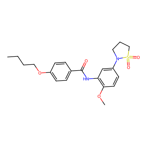 4-butoxy-N-(5-(1,1-dioxidoisothiazolidin-2-yl)-2-methoxyphenyl)benzamide structure
