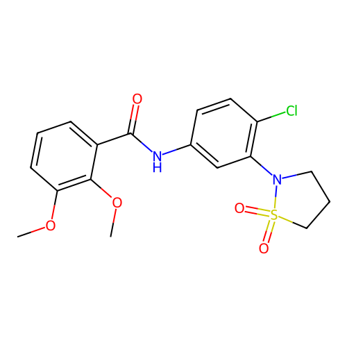 N-(4-chloro-3-(1,1-dioxidoisothiazolidin-2-yl)phenyl)-2,3-dimethoxybenzamide structure