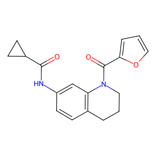 N-[1-(furan-2-carbonyl)-1,2,3,4-tetrahydroquinolin-7-yl]cyclopropanecarboxamide structure