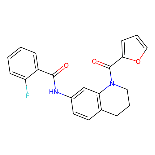 2-fluoro-N-[1-(furan-2-carbonyl)-1,2,3,4-tetrahydroquinolin-7-yl]benzamide structure