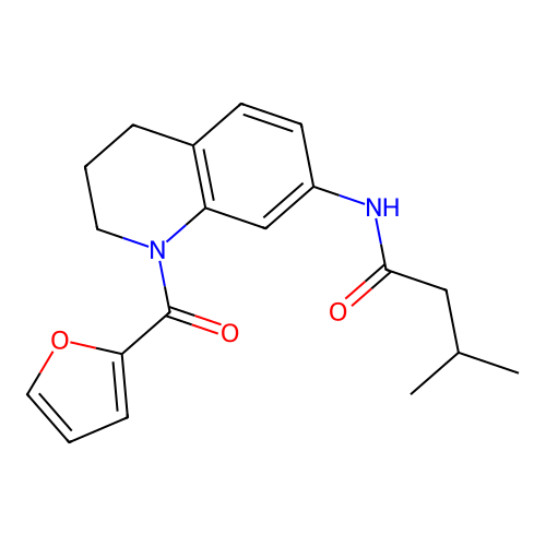 N-[1-(furan-2-carbonyl)-3,4-dihydro-2H-quinolin-7-yl]-3-methylbutanamide structure