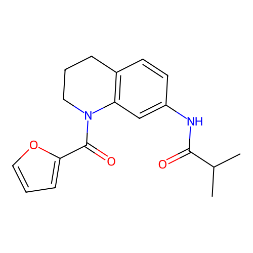 N-(1-(furan-2-carbonyl)-1,2,3,4-tetrahydroquinolin-7-yl)isobutyramide structure