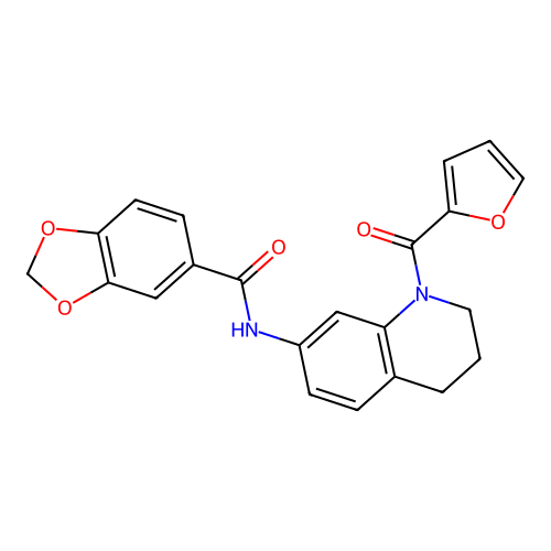 N-[1-(furan-2-carbonyl)-1,2,3,4-tetrahydroquinolin-7-yl]-2H-1,3-benzodioxole-5-carboxamide structure