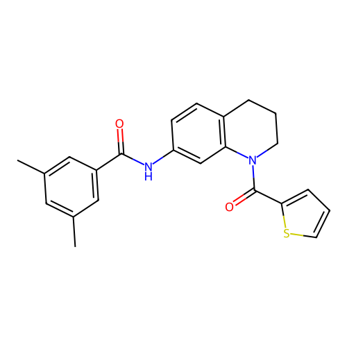 3,5-dimethyl-N-[1-(thiophene-2-carbonyl)-1,2,3,4-tetrahydroquinolin-7-yl]benzamide structure
