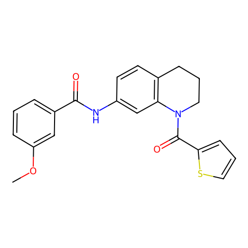 3-methoxy-N-[1-(thiophene-2-carbonyl)-1,2,3,4-tetrahydroquinolin-7-yl]benzamide structure