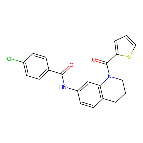 4-chloro-N-[1-(thiophene-2-carbonyl)-1,2,3,4-tetrahydroquinolin-7-yl]benzamide structure