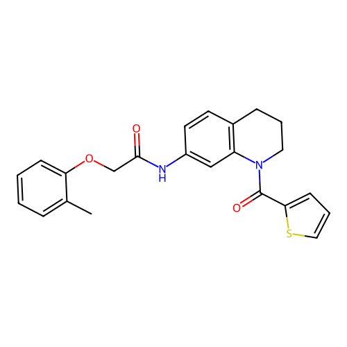 2-(2-methylphenoxy)-N-[1-(thiophene-2-carbonyl)-1,2,3,4-tetrahydroquinolin-7-yl]acetamide structure