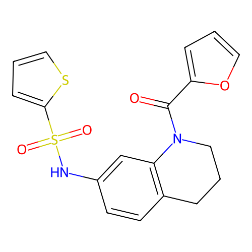N-[1-(furan-2-carbonyl)-1,2,3,4-tetrahydroquinolin-7-yl]thiophene-2-sulfonamide structure
