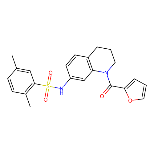 N-[1-(furan-2-carbonyl)-1,2,3,4-tetrahydroquinolin-7-yl]-2,5-dimethylbenzene-1-sulfonamide structure