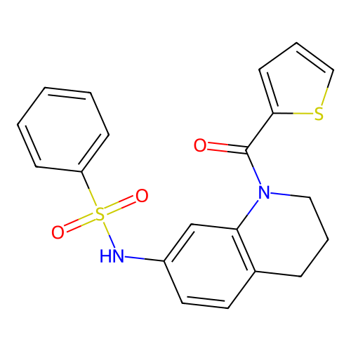 N-[1-(thiophene-2-carbonyl)-1,2,3,4-tetrahydroquinolin-7-yl]benzenesulfonamide structure