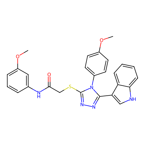 2-{[5-(1H-indol-3-yl)-4-(4-methoxyphenyl)-4H-1,2,4-triazol-3-yl]sulfanyl}-N-(3-methoxyphenyl)acetamide structure