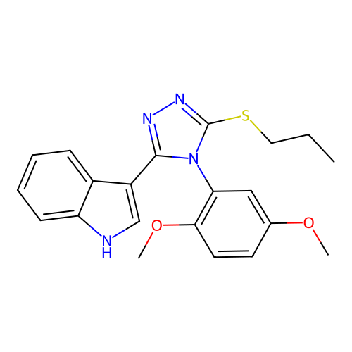 3-[4-(2,5-dimethoxyphenyl)-5-(propylsulfanyl)-4H-1,2,4-triazol-3-yl]-1H-indole structure