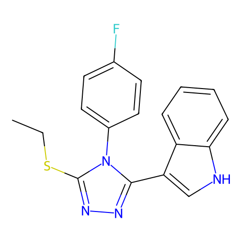 3-(5-(ethylthio)-4-(4-fluorophenyl)-4H-1,2,4-triazol-3-yl)-1H-indole structure