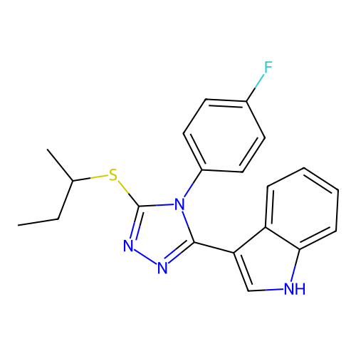 3-(5-(sec-butylthio)-4-(4-fluorophenyl)-4H-1,2,4-triazol-3-yl)-1H-indole structure