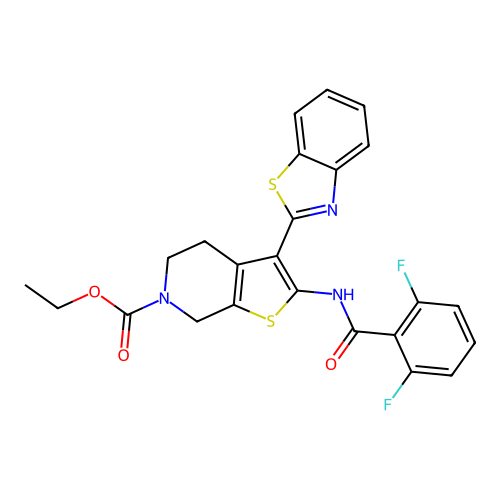 ethyl 3-(1,3-benzothiazol-2-yl)-2-(2,6-difluorobenzamido)-4H,5H,6H,7H-thieno[2,3-c]pyridine-6-carboxylate structure