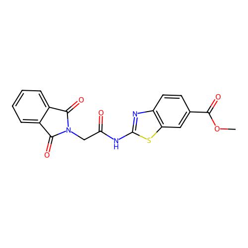 Methyl 2-(2-(1,3-dioxoisoindolin-2-yl)acetamido)benzo[d]thiazole-6-carboxylate structure