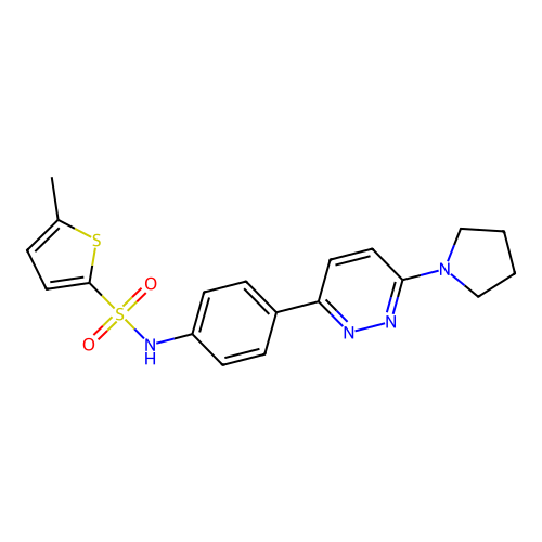5-methyl-N-[4-(6-pyrrolidin-1-ylpyridazin-3-yl)phenyl]thiophene-2-sulfonamide structure